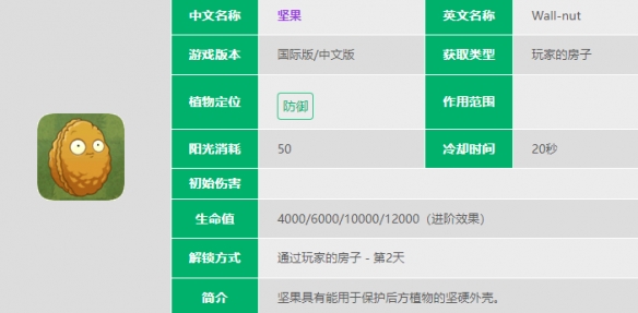 植物大战僵尸2坚果技能介绍